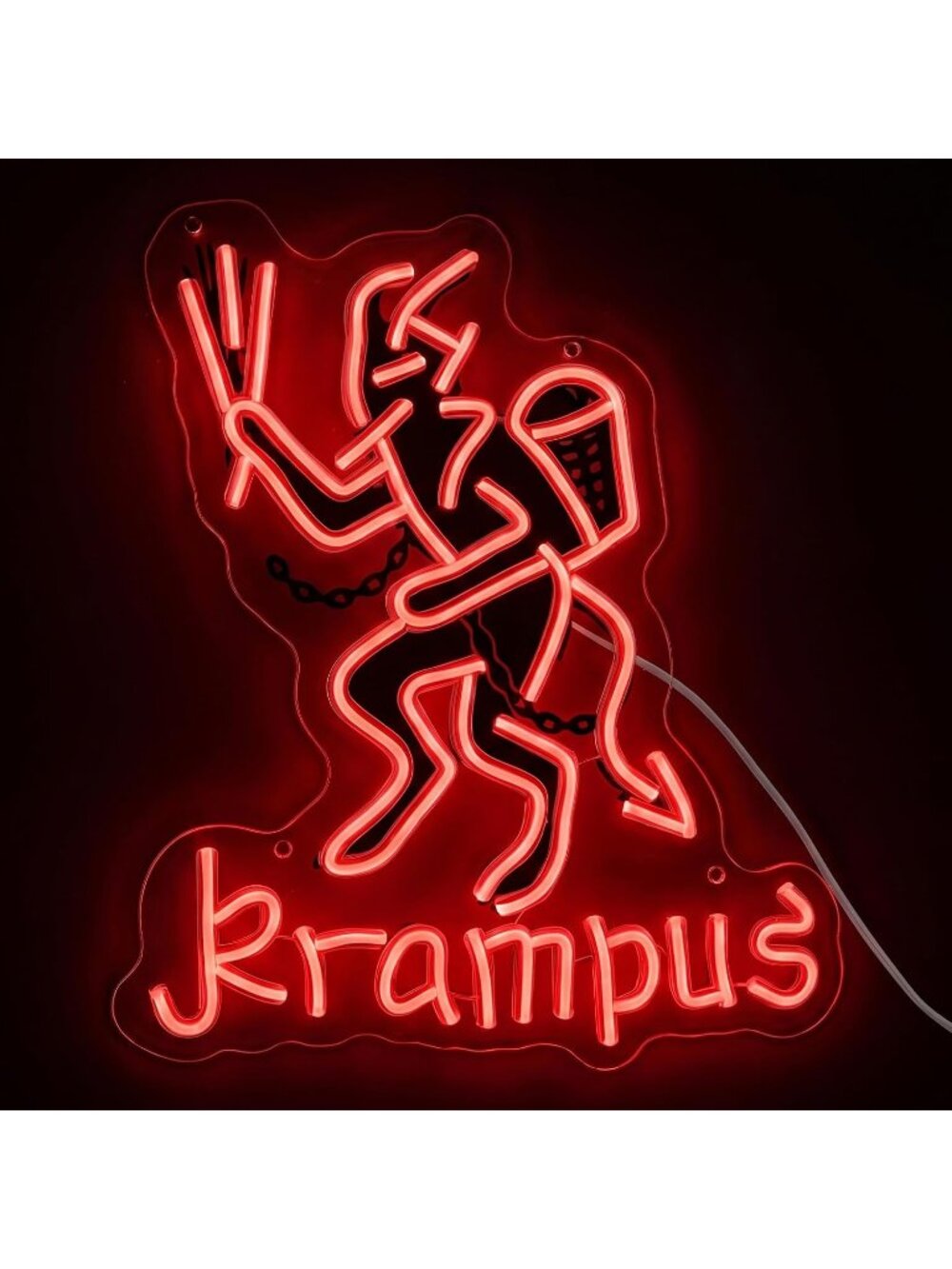 Krampus Neon Sign Red Black Dimmable Led Light Halloween Theme Neon Sign